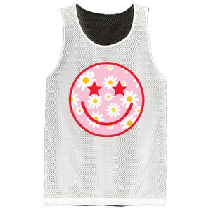 Funny Pink Happy Face Daisy Flower Smile Face Trendy Mesh Reversible Basketball Jersey Tank