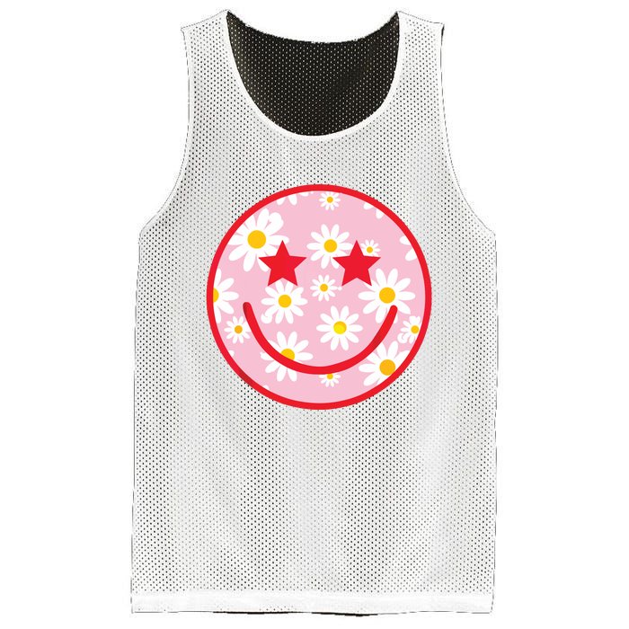 Funny Pink Happy Face Daisy Flower Smile Face Trendy Mesh Reversible Basketball Jersey Tank