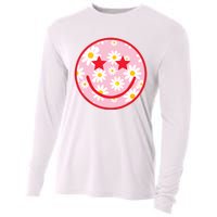 Funny Pink Happy Face Daisy Flower Smile Face Trendy Cooling Performance Long Sleeve Crew