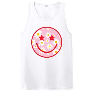 Funny Pink Happy Face Daisy Flower Smile Face Trendy PosiCharge Competitor Tank