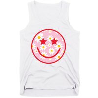 Funny Pink Happy Face Daisy Flower Smile Face Trendy Tank Top