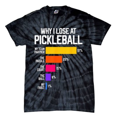 Funny Pickleball Humor Why I Lose Tie-Dye T-Shirt