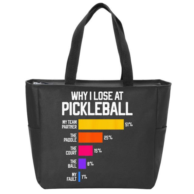Funny Pickleball Humor Why I Lose Zip Tote Bag