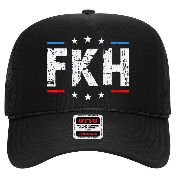 Fkh Political Humor F Kamala Harris Conservative Republican High Crown Mesh Back Trucker Hat