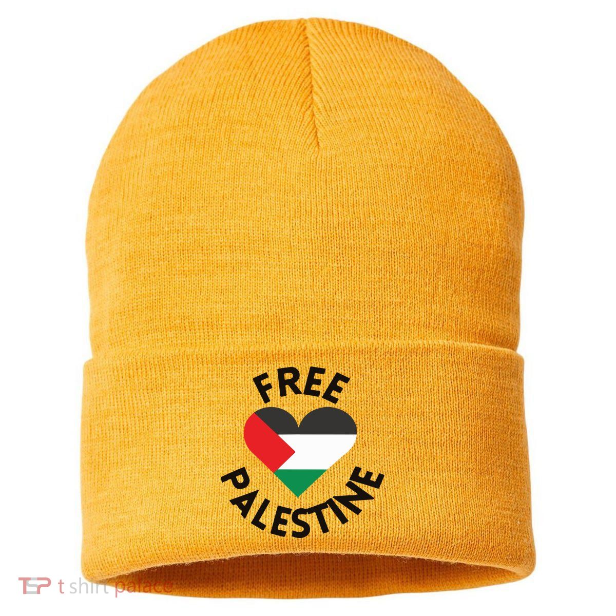 Free Palestine Heart Support Palestine Sustainable Knit Beanie