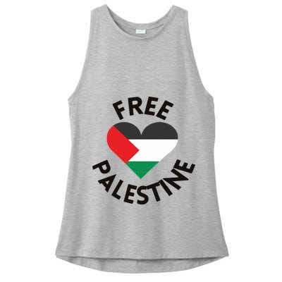 Free Palestine Heart Support Palestine Ladies PosiCharge Tri-Blend Wicking Tank