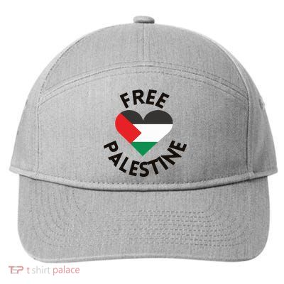 Free Palestine Heart Support Palestine 7-Panel Snapback Hat