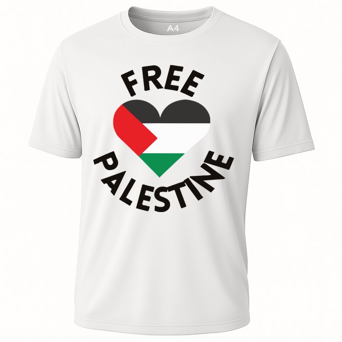 Free Palestine Heart Support Palestine Cooling Performance Crew T-Shirt