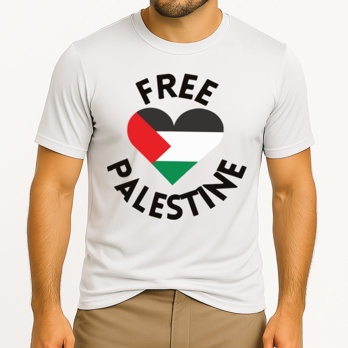 Free Palestine Heart Support Palestine Cooling Performance Crew T-Shirt