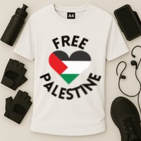 Free Palestine Heart Support Palestine Cooling Performance Crew T-Shirt