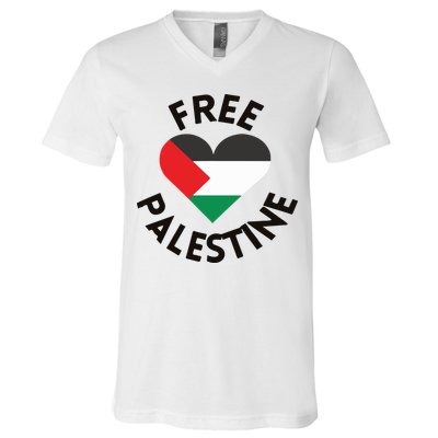 Free Palestine Heart Support Palestine V-Neck T-Shirt