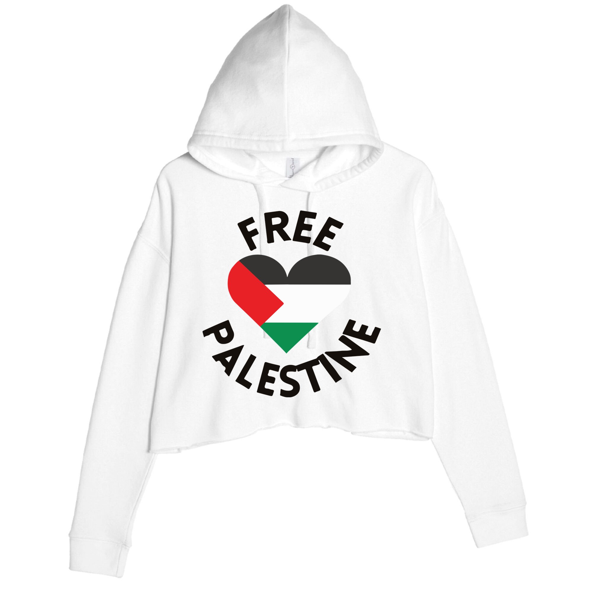 Free Palestine Heart Support Palestine Crop Fleece Hoodie