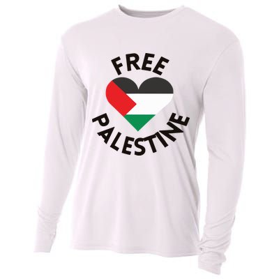 Free Palestine Heart Support Palestine Cooling Performance Long Sleeve Crew