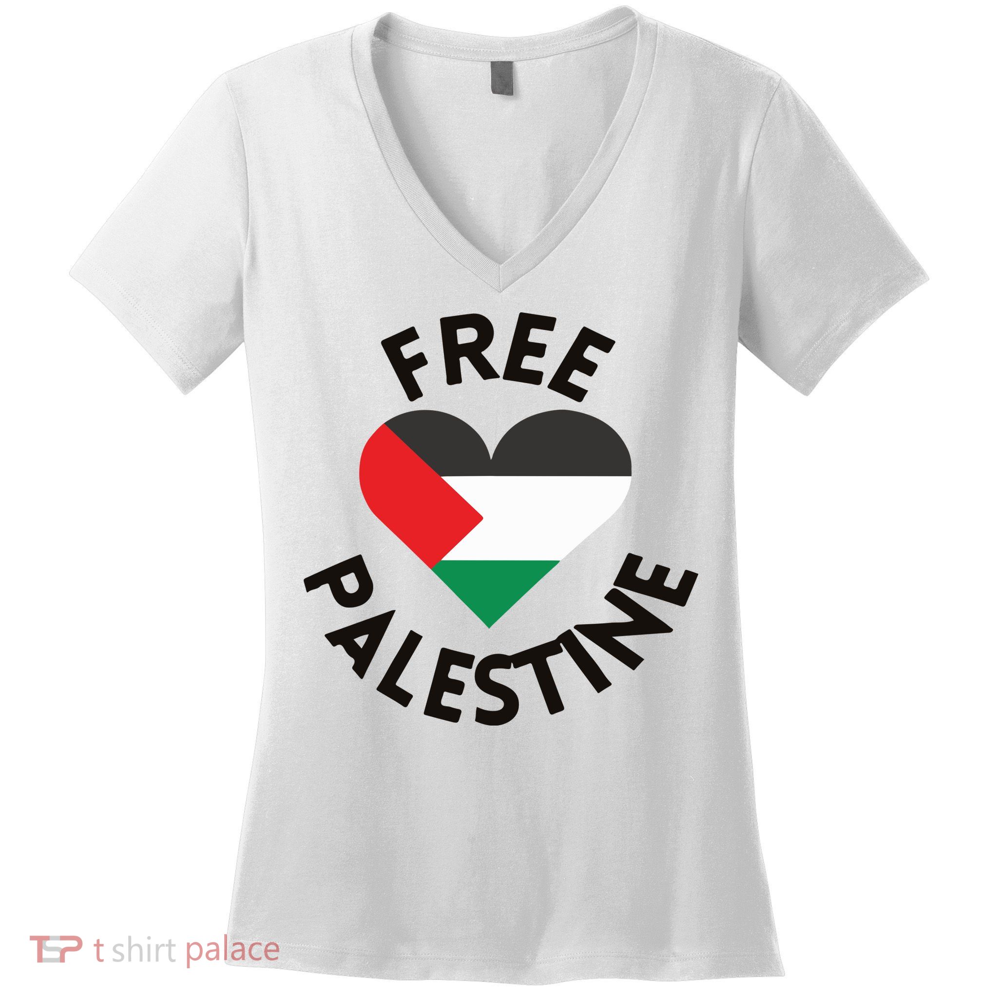 Free Palestine Heart Support Palestine Women's V-Neck T-Shirt