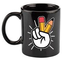 Funny Peace Hand With Pencil Fingers 11oz C Handle Ceramic Mug