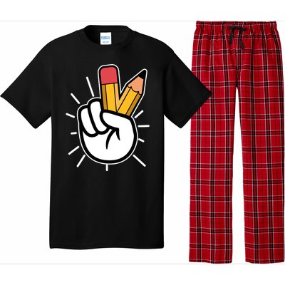 Funny Peace Hand With Pencil Fingers Pajama Set