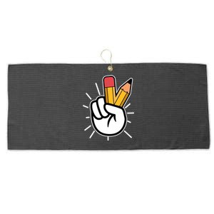 Funny Peace Hand With Pencil Fingers Large Microfiber Waffle Golf Towel