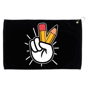 Funny Peace Hand With Pencil Fingers Grommeted Golf Towel