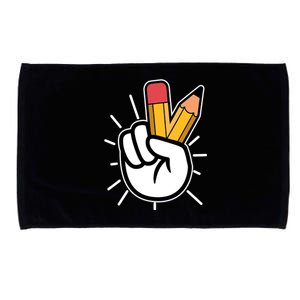 Funny Peace Hand With Pencil Fingers Microfiber Hand Towel