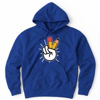 Funny Peace Hand With Pencil Fingers Hoodie