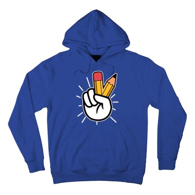 Funny Peace Hand With Pencil Fingers Hoodie