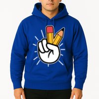 Funny Peace Hand With Pencil Fingers Hoodie