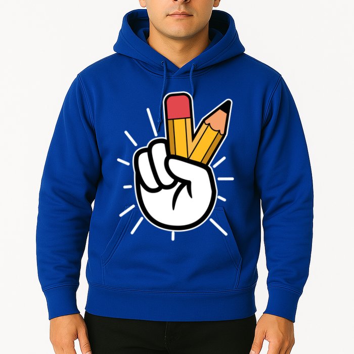 Funny Peace Hand With Pencil Fingers Hoodie