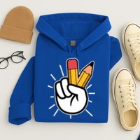 Funny Peace Hand With Pencil Fingers Hoodie