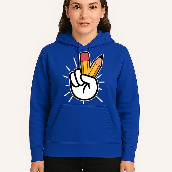 Funny Peace Hand With Pencil Fingers Hoodie