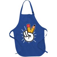 Funny Peace Hand With Pencil Fingers Apron