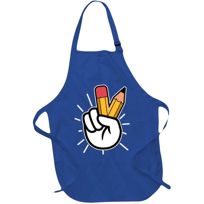 Funny Peace Hand With Pencil Fingers Apron
