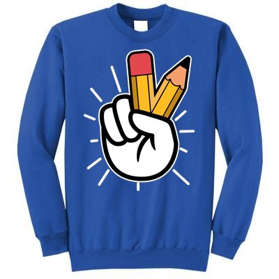 Funny Peace Hand With Pencil Fingers Sweatshirt