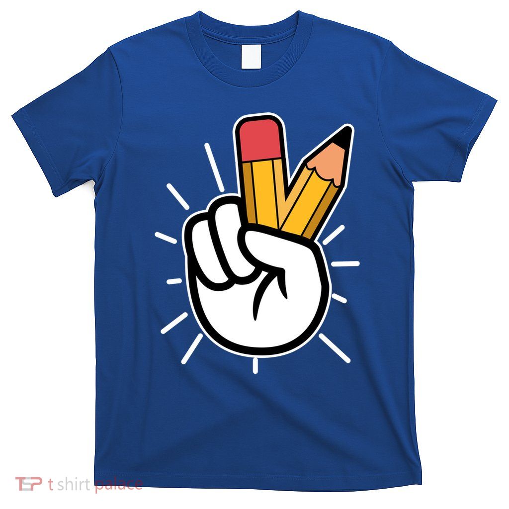 Funny Peace Hand With Pencil Fingers T-Shirt
