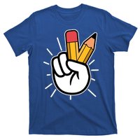 Funny Peace Hand With Pencil Fingers T-Shirt