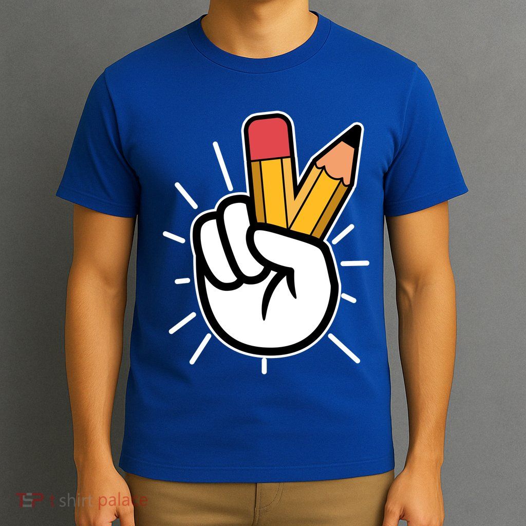 Funny Peace Hand With Pencil Fingers T-Shirt
