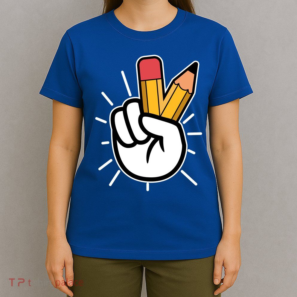 Funny Peace Hand With Pencil Fingers T-Shirt