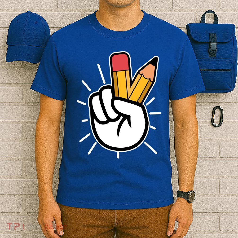 Funny Peace Hand With Pencil Fingers T-Shirt