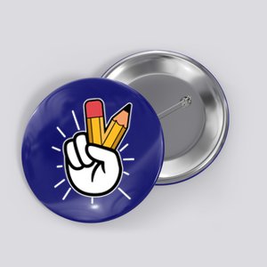 Funny Peace Hand With Pencil Fingers Button