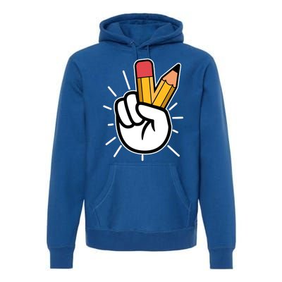 Funny Peace Hand With Pencil Fingers Premium Hoodie