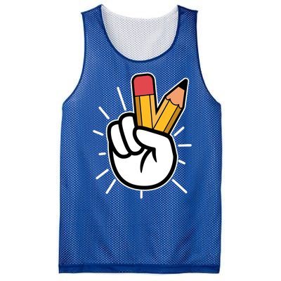 Funny Peace Hand With Pencil Fingers Mesh Reversible Basketball Jersey Tank