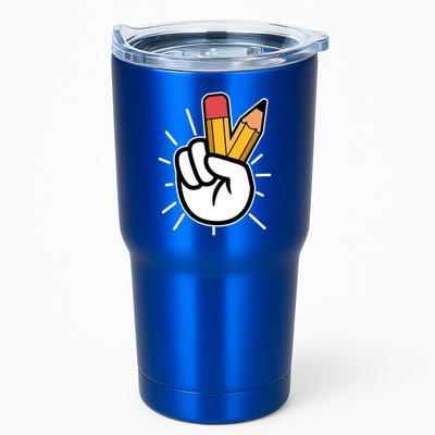 Funny Peace Hand With Pencil Fingers Tumbler