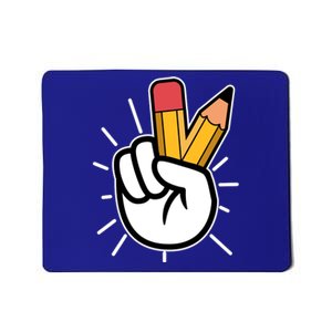 Funny Peace Hand With Pencil Fingers Mousepad