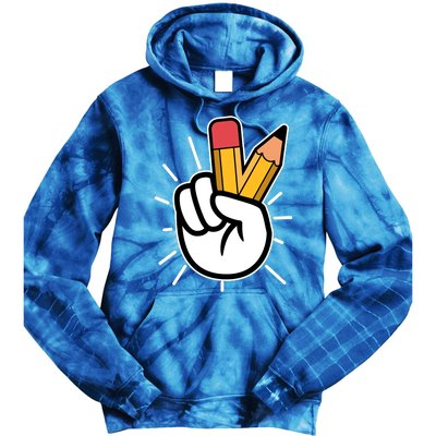 Funny Peace Hand With Pencil Fingers Tie Dye Hoodie