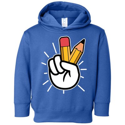 Funny Peace Hand With Pencil Fingers Toddler Hoodie