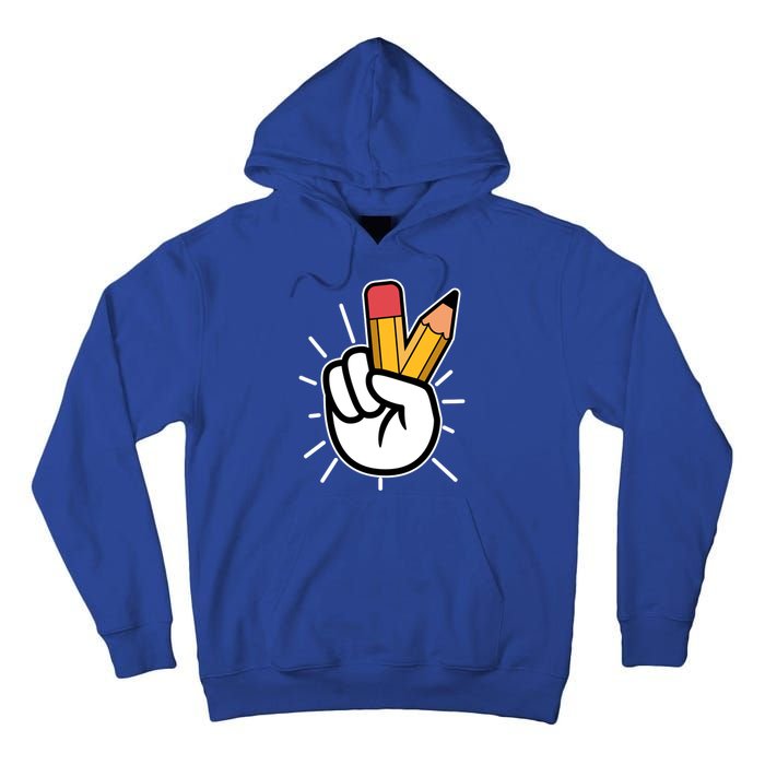 Funny Peace Hand With Pencil Fingers Tall Hoodie