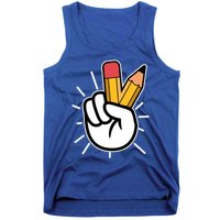 Funny Peace Hand With Pencil Fingers Tank Top