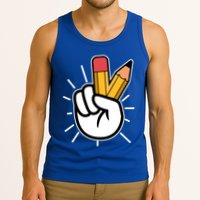 Funny Peace Hand With Pencil Fingers Tank Top