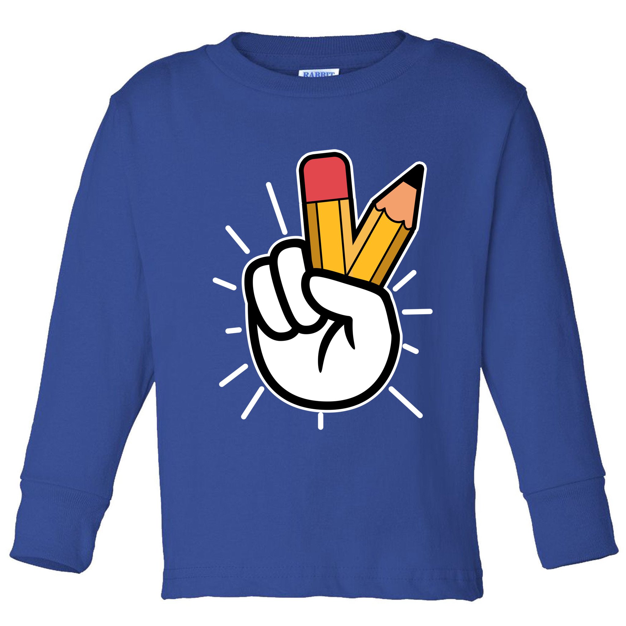 Funny Peace Hand With Pencil Fingers Toddler Long Sleeve Shirt