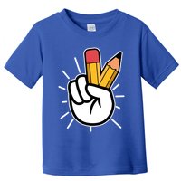 Funny Peace Hand With Pencil Fingers Toddler T-Shirt