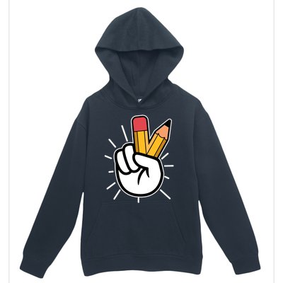 Funny Peace Hand With Pencil Fingers Urban Pullover Hoodie